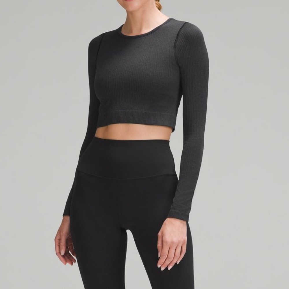 Lululemon Ebb To Street Crop Long Sleeve Black 8 Medium